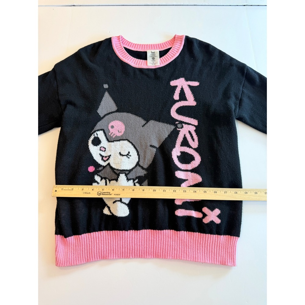 Sanrio Kuromi Knit Sweater XL Black Pink Hybrid Apparel Graphic Crewneck - Picture 6 of 7